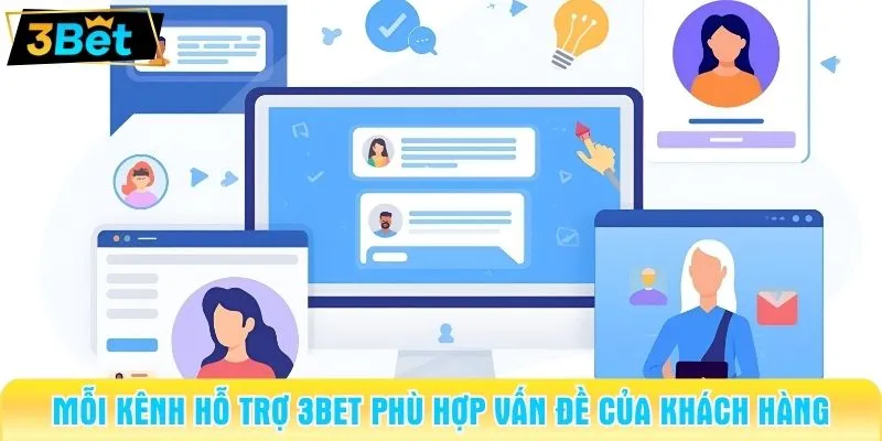 Mỗi kênh hỗ trợ 3BET phù hợp vấn đề của khách hàng